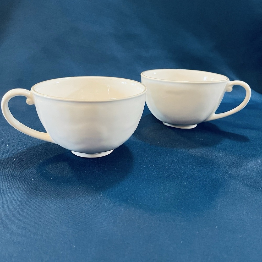 Juliska Cup Mug Quotidien White Truffle Ceramic Tea‎ Coffee 10 oz. Set Of 2